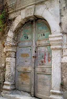 Antique reclaimed stone entryway